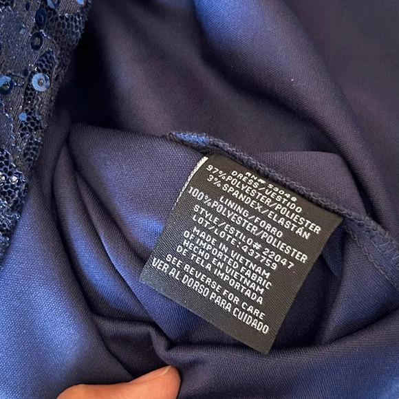 NightWay All Over Lace & Sequined Sheath Blue Dress Size 10 - Picture 9 of 10